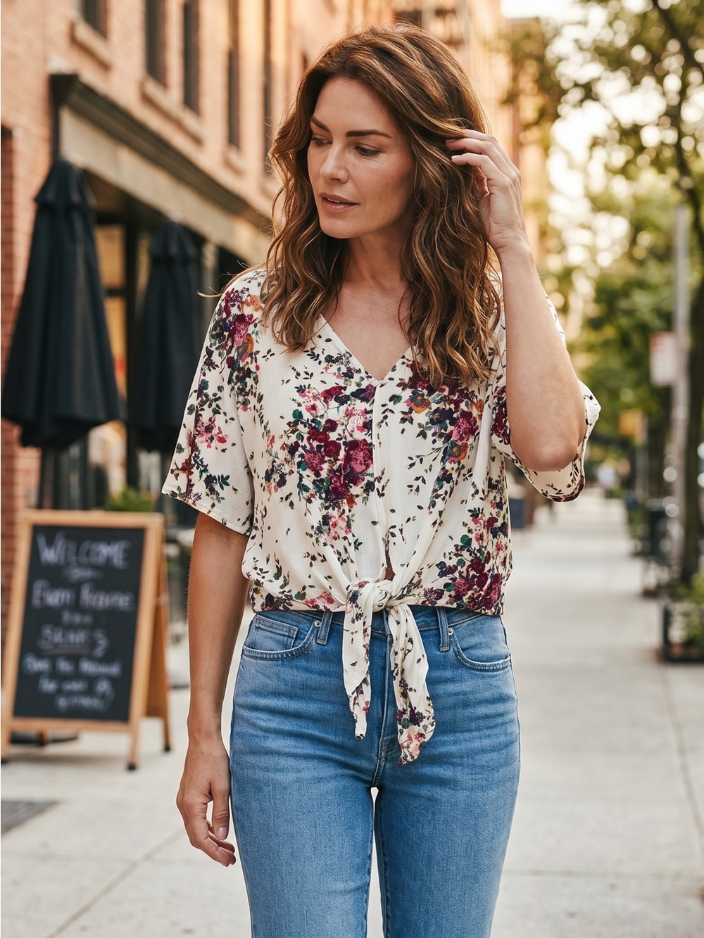 Luq Rhee Tie Front Top in size S